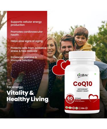 ORIBITE CoQ10 200mg 60 Veggie Capsules | Coenzyme Q10 Supplement for Cellular Energy & Heart Support | Antioxidant Support Formula | Ubiquinone Dietary Supplement - Buy Online on GoSupps.com