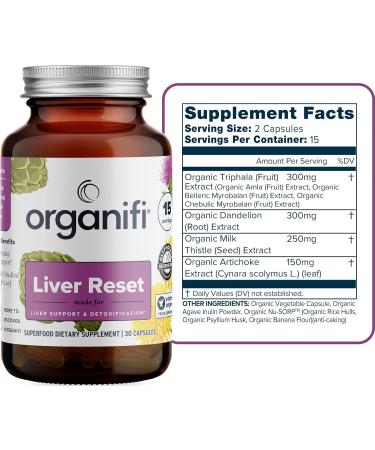 Organifi Liver Reset Liver Detox Digestive and Immune Support Promotes Cellular Energy Production 30 Capsules - Buy Online on GoSupps.com