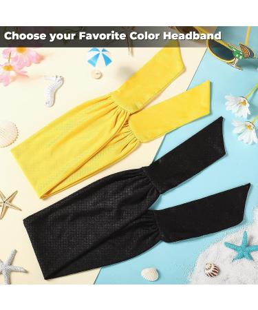 Adjustable Tie Headbands for Women - 2 Pack Wide Knotted Non-slip Hairbands in Black Yellow - Perfect for Yoga, Running, Sports - Elastic & Stretchy Headwraps by Willbond - Buy Online on GoSupps.com