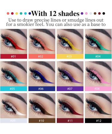 Nivofu 12 Colours Coloured Eyeliner Matte Liquid Eyeliners Set Daily Colored Eyeliner Pens Smooth Long-Lasting Eyeliner Highly Pigmented Smudge-proof Colourful Eye Liners for Makeup - Buy Online on GoSupps.com