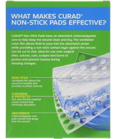 Curad Non-Stick Adhesive Pads 3 x 4 in - 20 Count (10 Each) | Pack of 2 - Buy Online on GoSupps.com