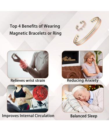 Tri Tone Gold Color Pure Copper Bracelet & Rings Set | Magnetic Copper Jewelry for Women - Buy Online on GoSupps.com