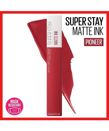 Maybelline Super Stay Matte Ink Liquid Lipstick in Pioneer - Long Lasting 16H Wear - Blue Red Color - 0.17 Fl Oz - Buy Online on GoSupps.com