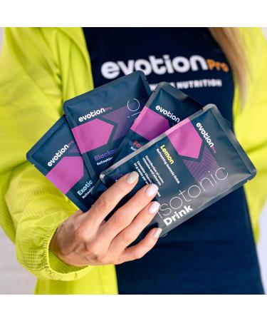 EVOTION PRO Isotonic Drink Powder Pack of 20 x 40 g Ideal for Hydration with Electrolytes and Carbohydrates Prevent Muscle Cramps Gluten Free Lemon - Buy Online on GoSupps.com