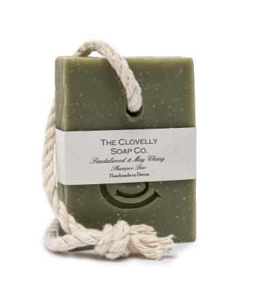 Clovelly Soap Co Natural Handmade Sandalwood & May Chang Shampoo Soap on a Rope Bar For All Skin Types 100g