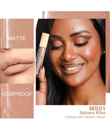 Oulac Sahara Kiss Liquid Matte Lipstick - Fuchsia with Metallic Shimmer | Long-Lasting Vegan Gluten-Free | 4.5ml MS01 - Buy Online on GoSupps.com