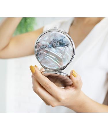 Stunning Mother of Pearl Compact Makeup Travel Mirror - Marble Gold Design | MADDesign - Buy Online on GoSupps.com