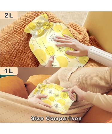 NAANLE 2L Hot Water Bottle with Abstract Flower Dandelion Cover - Ideal for Menstrual Cramps Pain Relief & Heat Therapy | Large Transparent Design - Buy Online on GoSupps.com