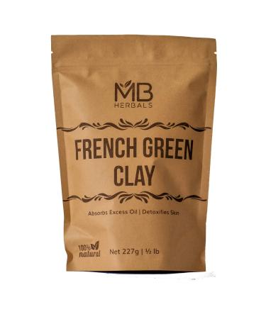 MB Herbals French Green Clay 1 lb | 16 oz One Pound Large Economy Pack | 100% Pure Montmorillonite Clay | Absorbs Excess Oil | Detoxifies Skin | Highly Recommended For Oily Skin