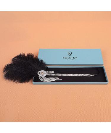 SWEETV Flapper Headband - Great Gatsby Inspired Feather & Rhinestone Headpiece - Buy Online on GoSupps.com