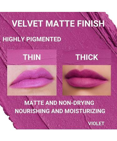 Oulac Purple Creamy Matte Lipstick - Violet Soft Satin Finish | Moisturizing Formula with Rose Oil | Vegan & Cruelty-Free | Highly Pigmented | 3.6g - Summer Again - Buy Online on GoSupps.com