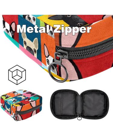 Menstrual Bag with Zipper for Women & Girls - Cute Boston Terrier Design | International Shipping Available - Buy Online on GoSupps.com