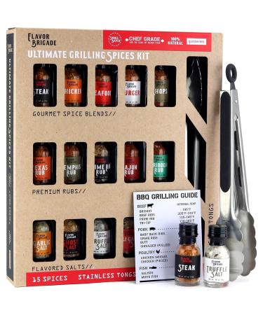 millhouse spice co - Ultimate Grilling Gift for Men - BBQ Accessories - Gourmet Spice Blends & Seasonings - Tongs, BBQ Magnet Meat Rubs - Unique Gift for Guys - Cooking Chefs - Ultimate 15 Spice Grilling Gift Set