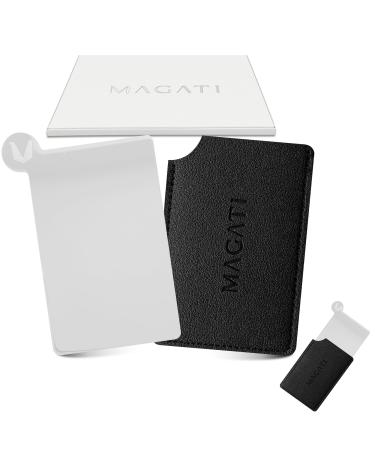 Hand level small including protective cover mirror in credit card format with handle made of stainless steel pocket mirror cosmetic mirror mirror small small mirror make -up mirror small 9.5x5.5cm 2 pieces with handle 2er