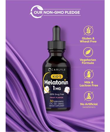 Carlyle Kids Melatonin Liquid | 1 fl oz | Two Pack | Fruit Flavor | Drug Free Childrens Supplement - Buy Online on GoSupps.com