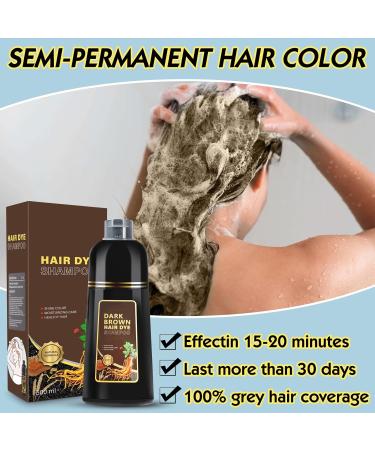 CAJPK 3 in 1 Hair Dye Shampoo - Dark Brown Gray Coverage Herbal Hair Color for Men & Women - 500ml - Buy Online on GoSupps.com