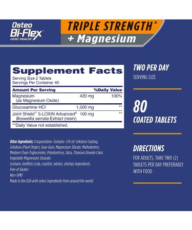 Osteo Bi-Flex Joint Health Triple Strength with Magnesium - 80 Coated Tablets - Buy Online on GoSupps.com