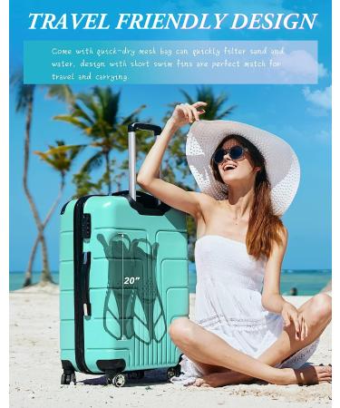 Greatever Adjustable Open Heel Snorkel Fins - Short Swim Flippers for Snorkeling, Diving, and Swimming - Green S/M (US Size 4.5-8.5) - Buy Online on GoSupps.com