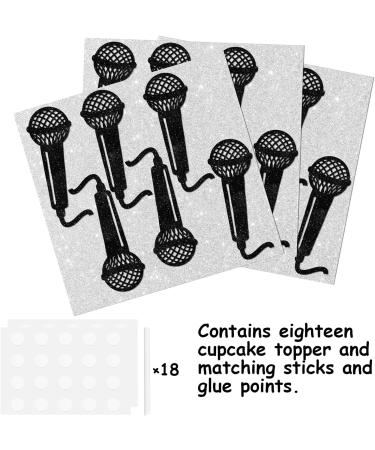 18pcs Black Glitter Microphone Dessert Cupcake Topper for Music KTV Theme Decor Supplies Boys Girls Happy Birthday Anniversary Wedding Party Decoration - Buy Online on GoSupps.com