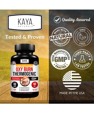 Kaya Naturals Oxy Burn - Powerful Thermogenic Weight Loss Pills for Women & Men - Appetite Suppressant, Metabolism Booster, Natural Energy Boost - 60 Count - Buy Online on GoSupps.com