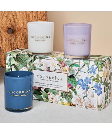 Cocorrna Fragrance Candles Gift Set - 3x88g Soy Wax Candles for Mother's Day Christmas & Aromatherapy | Lavender Clean Linen Coconut Vanilla - Buy Online on GoSupps.com