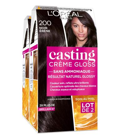 L'Oréal Paris Casting Crème Gloss Tone-on-Tone Hair Color - Ammonia Free - Ebony Black (200) - Pack of 2