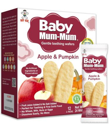 Hot-Kid Baby Mum-Mum Rice Rusks Apple & Pumpkin Gluten Free Allergen Free Non-GMO Rice Teether Cookie 50gms 24 Rusks per box - Case pack of 6 - Buy Online on GoSupps.com