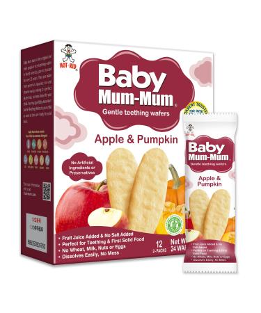 Baby Mum-Mum Rice Rusks, Apple & Pumpkin, 24 Pieces (Pack of 6) Gluten Free, Allergen Free, Non-GMO, Rice Teether Cookie for Teething Infants