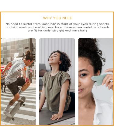 KAC Pack of 6 Unisex Wavy Non-Slip Metal Headbands for Sports, Outdoor, Yoga - Buy Online on GoSupps.com