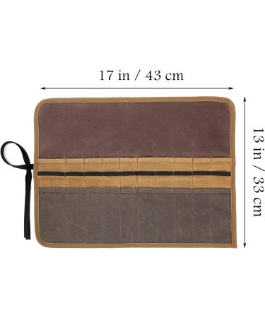 Kaaltisy Artist Brush & Pencil Holder Case Portable Paintbrush Storage Roll with Tie Rope & 2-Layer Slots - Heavy Duty 16OZ Waxed Canvas Paintbrush Roll | Brown - Buy Online on GoSupps.com