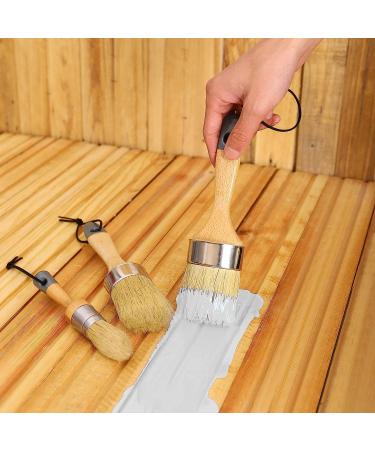 Mister Rui Chalk Wax Paint Brush Set - 3 Pcs Large Brushes for Chalk & Furniture Paint - Natural Bristles - Ideal for Acrylic/Milk Paint - Includes 1 Small Round & 2 Large Oval Brushes - Buy Online on GoSupps.com
