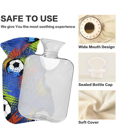 Mnsruu 2L Hot Water Bottle with Soft Cover - Football Painting | Perfect Christmas Gift for Women & Kids - Buy Online on GoSupps.com