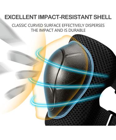 CRZKO Kids/Teenager 6 in 1 Protective Gear Set - Black Medium | Knee Pads, Elbow Pads, Wrist Guard for Rollerblading, Skateboarding, Cycling, Skating, Biking, Scootering - Buy Online on GoSupps.com