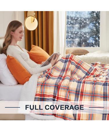 Brown Plaid Sherpa Throw Blanket | Warm Cozy Soft Blanket for Couch, Bed, Sofa | Reversible Fluffy Plush Fleece | 50 x 60 Inches - Buy Online on GoSupps.com