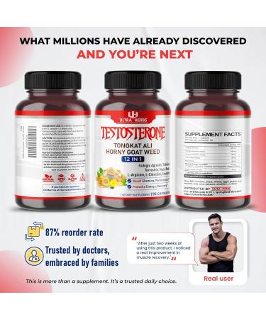 Ultra Test Capsule 12 in 1 Complex with L-Arginine, Fadogia Agrestis, Tribulus Terrestris, Maca Root, Beetroot, L-Citrulline, Creatine (90-Day Supply) - Buy Online on GoSupps.com