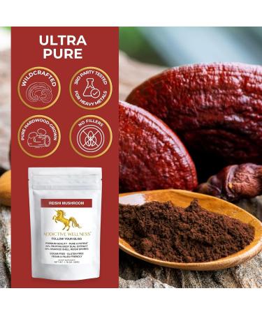 Addictive Wellness Reishi Mushroom Extract Powder + Spores (50/50 Blend) Wood Grown Pure & Potent Wildcrafted Ganoderma 50g (1.76 oz) 1.76 Ounce (Pack of 1) - Buy Online on GoSupps.com