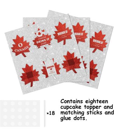 Red Glitter Canada Day Cupcake Toppers Set of 18 - This is a perfect Canada Day on July 1st: a baby shower party and themed birthday party decoration for boys and girls - SugarGera - Buy Online on GoSupps.com