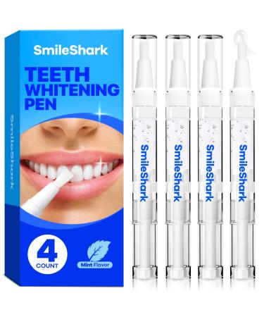 SmileShark Premium Teeth Whitening Pens (4 Count) Sensitive-Free Whitening Gel Professional-Strength Formula On-The-Go Tooth Gel for Adults