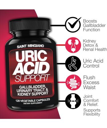 Uric Acid Support - 120 Capsules for Kidney Detox Gallbladder & Urinary Tract Health - Joint Support with Cherry & Cranberry Extract - Buy Online on GoSupps.com