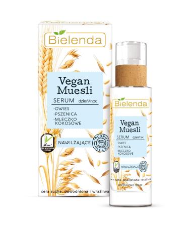 Bielenda Vegan Muesli - Effect Well Moisturized Nourished Satin Soft And Healthy Glowing Skin - Vegan Muesli Moisturizing Serum Oats + Wheat + Coconut Milk - 30 ml