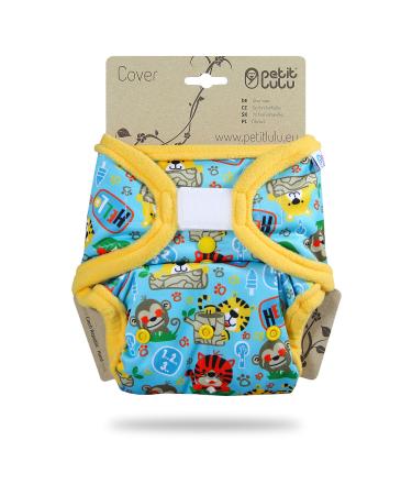 Petit lulu size 2 powy overpants (5-16 kg) |Velcro |One size diapers |Baby diaper pants |Washable & waterproof |Fleet diapers |Made in EU jungle at school