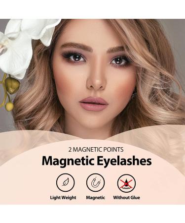 Dual Magnetic False Eyelashes - No Eyeliner or Glue Needed - 3D Natural Look - Easy to Wear and Reusable - 2 Pairs Pack with Tweezers - Black - Buy Online on GoSupps.com