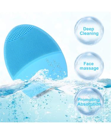 Silicone Facial Cleansing Brush & Face Massager - Ultrasonic Vibrating, Waterproof & Rechargeable - Sonic Electric Exfoliator for Anti-Aging - Blue - Buy Online on GoSupps.com
