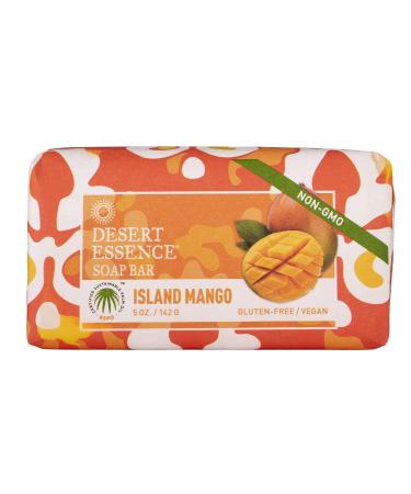 Desert Essence Island Mango Soap Bar - 5 Ounce - Cleanses, Nourishes, Hydrates & Softens Skin - Refreshing Scent - Mango Seed Butter - Jojoba & Palm Oil - Aloe Vera