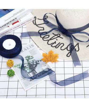 Molshine Navy Blue Sheer Organza Ribbon 1 Inch x 50 Yards - Ideal for Bouquets, Garlands, Wedding Decor & Crafts - Buy Online on GoSupps.com