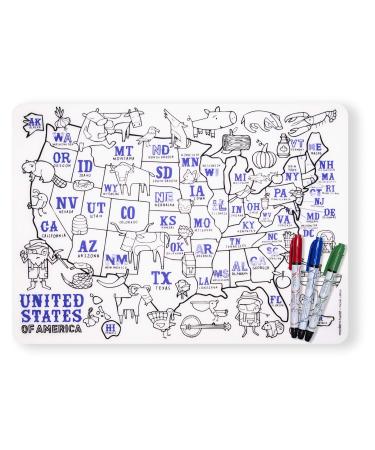 MODERN-TWIST Waterproof  Dishwasher Safe Mark-Mat  Mat & Marker Set  US Map - Buy Online on GoSupps.com