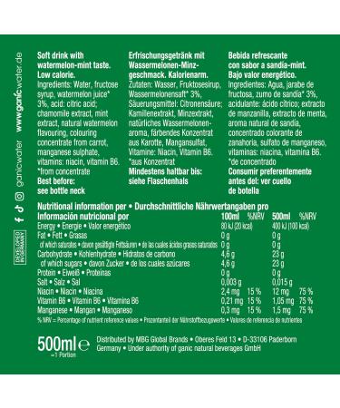 Organic Watermelon Mint Flavored Water - Isotonic Low Calorie Vegan - 100% Recycled PET (12 x 500ml) - Shop Now! - Buy Online on GoSupps.com