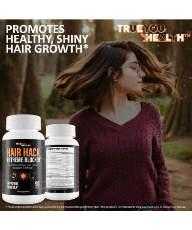 Hair Hack Extreme Blocker - Our Best Hair Growth Supplement - Natural Hair Regrowth Hair Vitamins for Thicker Hair Growth - Vitamin B7 Biotin and Folic Acid - Vitamin D3 Hair Growth Vitamins - Buy Online on GoSupps.com