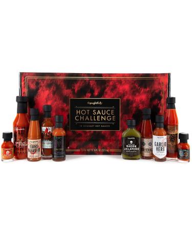 Thoughtfully Gifts, Hot Sauce Challenge Gift Set, Includes Spicy Hot Sauces for a Hot Sauce Challenge, Pack of 10