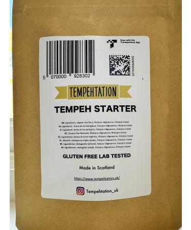 Tempehtation Tempeh Starter Culture 70g makes 35kg of Tempeh made in Scotland